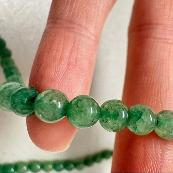 Vintage Jade Beaded Necklace Barrel Clasp 7in Green - Picture 5 of 6